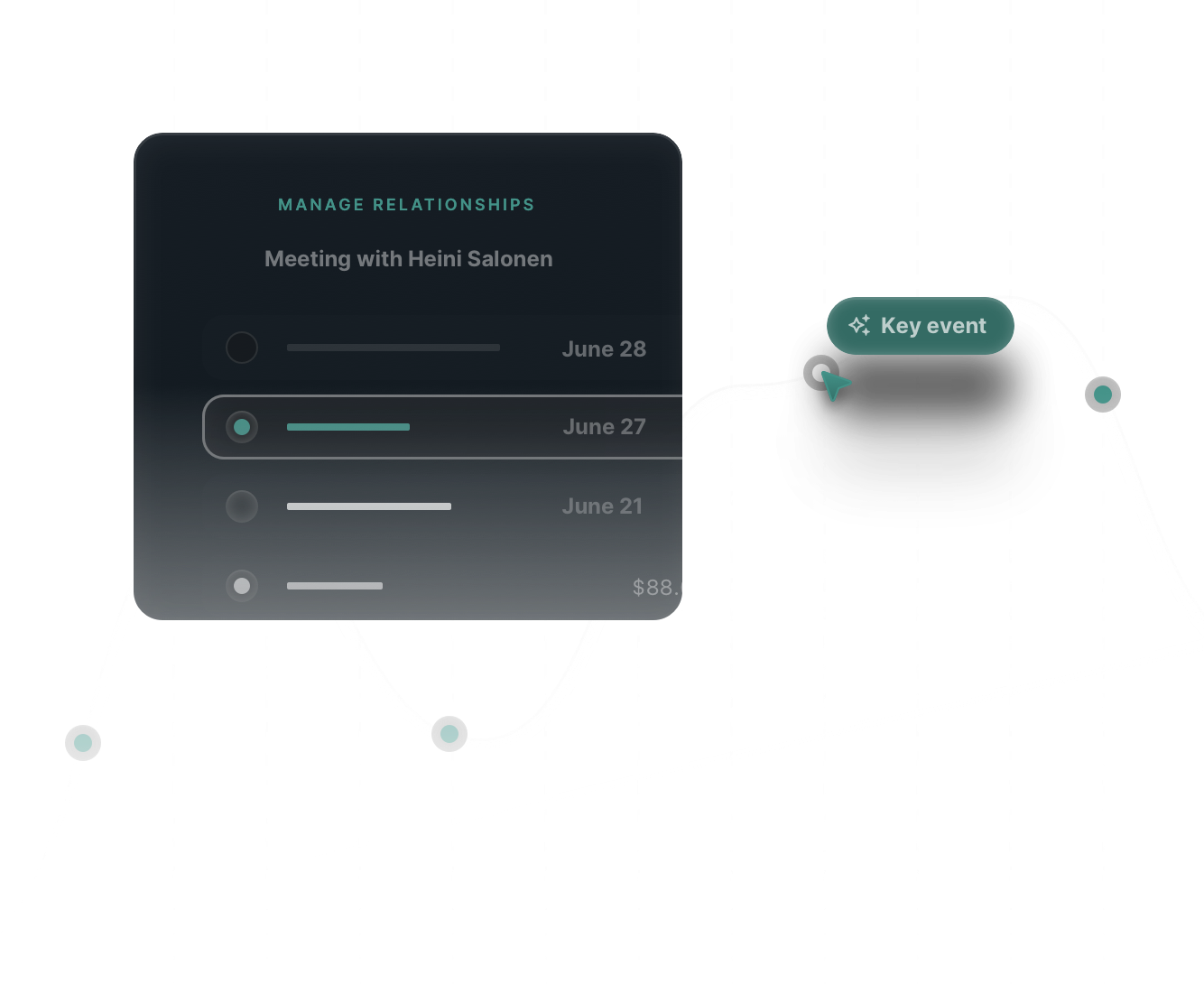 Graphic about real-time reports and insights with a line graph and a key event marker, emphasizing generating reports and gaining actionable insights from data.